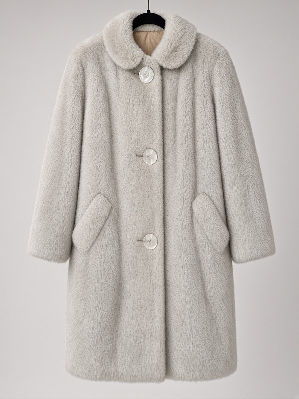 Vintage 60s Jo Moor Suburban Faux Fur Coat Glenoit Glenarctic Gray Chic